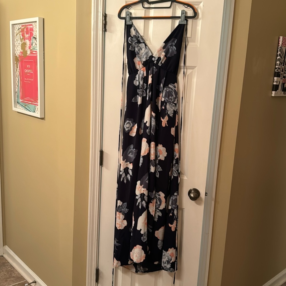 Floral print wrap tie dress